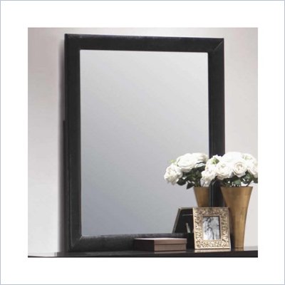 Coaster Dylan Vertical Faux Leather Dresser Mirror in Black