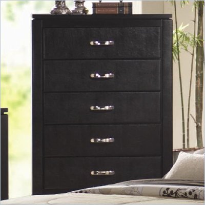 Coaster Dylan Faux Leather 5 Drawer Chest with Black