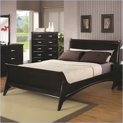 Coaster Eleanor Queen Sleigh Bed in Rich Black Finish