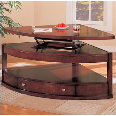 Coaster Evans Contemporary Pie Shaped Lift Top Cocktail Table with Storage