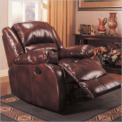 Coaster Faux Leather Rocker Recliner Chair in Brown