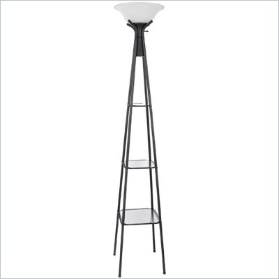 Coaster Black Floor Lamp with Glass Shelves