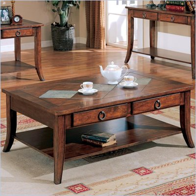 Coaster Franklin Slate Rectangular Cocktail Table with Tile Top and Storage