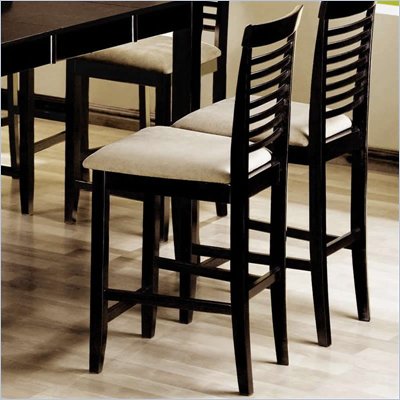 Coaster Geneva Ladder Back Bar Stool w/ Upholstered Seat in Cappuccino