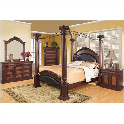 Coaster Grand Prado 6 Piece Bedroom Set in Warm Cherry Finish