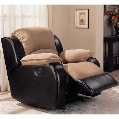 Coaster Gulliver Rocker Recliner with Dual Vinyl and Microfiber Upholstery
