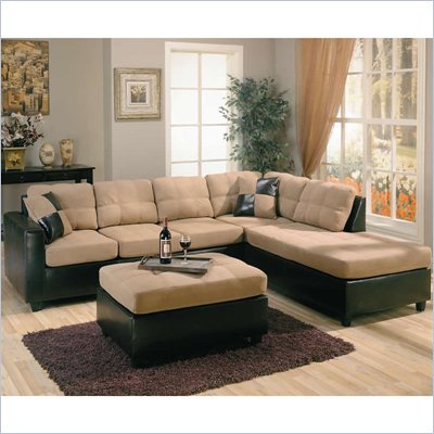 Coaster Harlow Two Tone Sectional Sofa in Tan and Dark Brown