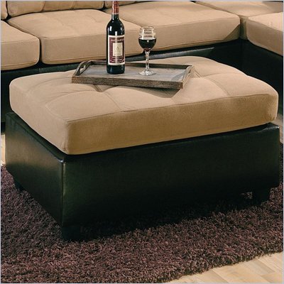 Coaster Harlow Two Tone Ottoman in Tan and Dark Brown Faux Leather