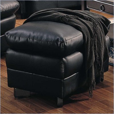 Coaster Harper Overstuffed Leather Ottoman in Black