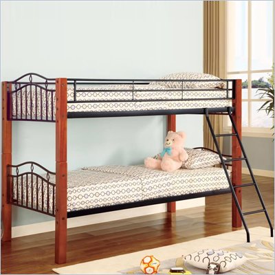 Metal Bunk Beds Twin Full on Haskell Metal Twin Over Twin Bunk Bed In Natural Wood And Black Finish