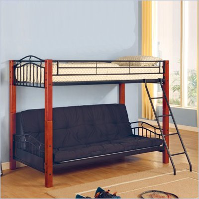 Coaster Jonathan Wood and Metal Twin over Futon Bunk Bed in Black Finish
