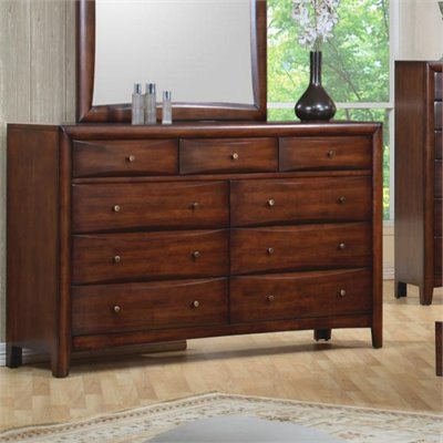 Coaster Hillary and Scottsdale Dresser in Warm Brown Finish