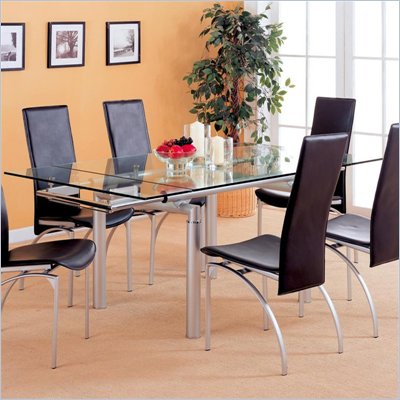Coaster Himmarshee Glass Dining Table with 2 Pullout Extensions