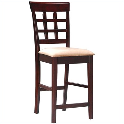 Coaster Hyde 24" Wheat Back Bar Stool with Fabric Seat in Cappuccino