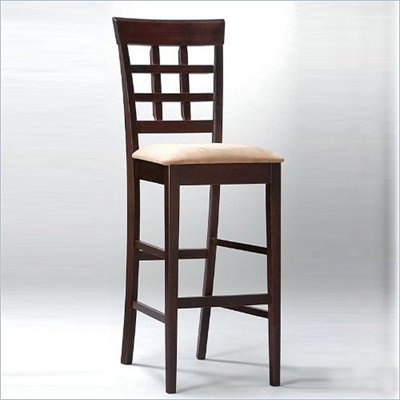 Coaster Hyde 30" Wheat Back Bar Stool with Fabric Seat in Cappuccino