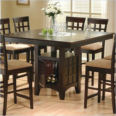 Coaster Hyde Counter Height Square Dining Table with Storage Base in Cappuccino