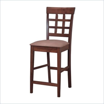 Coaster Hyde 24" Wheat Back Bar Stool with Fabric Seat in Walnut