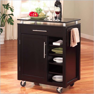Coaster Kitchen Cart w/ 6 Shelves & Caster in Black