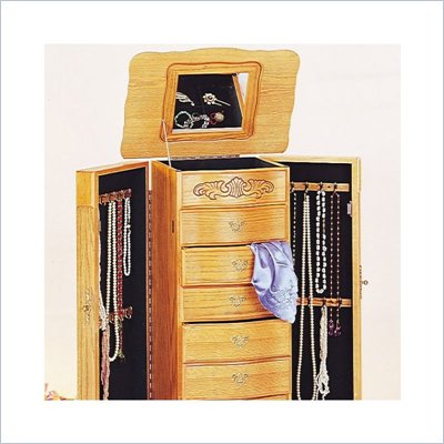Coaster Seven Drawer Deluxe Jewelry Armoire in Light Oak