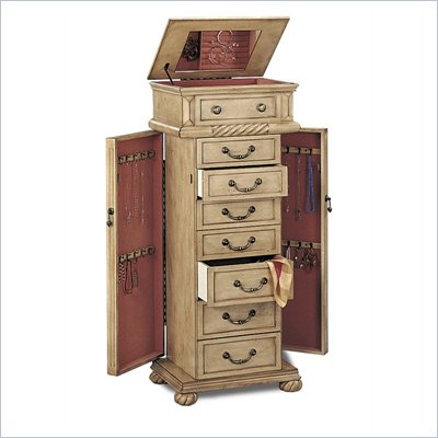 Coaster Victorian Seven Drawer Jewelry Armoire in Antique White