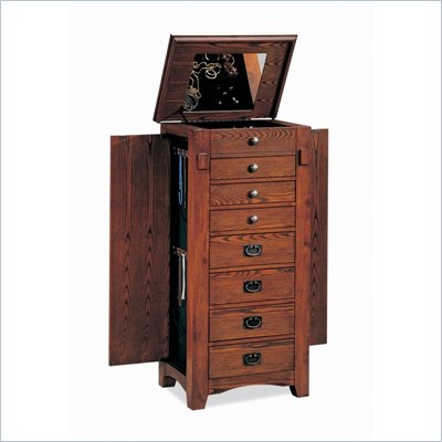 Coaster Eight Drawer Jewelry Armoire in Mission Oak Finish
