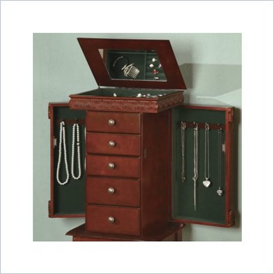 Coaster Five Drawer Jewelry Armoire with Fluted Accents in Brown