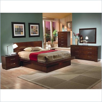 Coaster Joyce Platform Bed 4 Piece Bedroom Set in Light Cappuccino