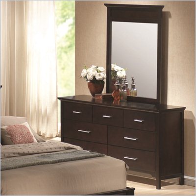 Coaster Kendra Dresser and Mirror Set in Mahogany Finish