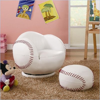 Coaster Kids Sports Chairs Small Kids Baseball Chair and Ottoman
