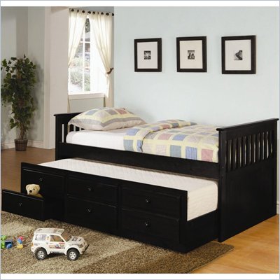 Coaster La Salle Daybed with Trundle and Storage Drawers in Black