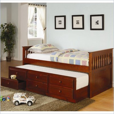 Coaster La Salle Daybed with Trundle and Storage Drawers in Cherry