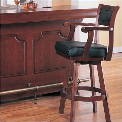 Coaster Lambert Leather Back Swivel Bar Stool in Cherry
