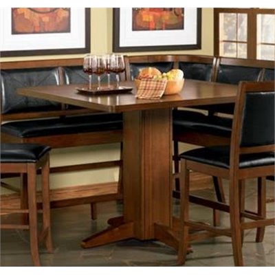 Coaster Lancaster Counter Height Pedestal Table in Distressed Dark Brown Finish