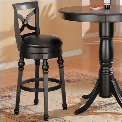 Coaster Lathrop 29 Inches Swivel Faux Leather Seat Bar Stool in Black Finish