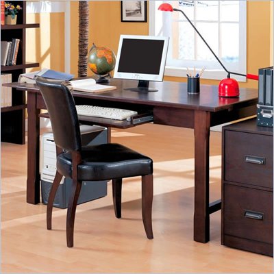 Coaster Laval Table Desk with Drop-Front Keyboard Drawer in Espresso