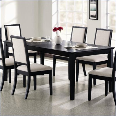 Coaster Lexton Rectangular Dining Table with 18 Inch Leaf in Black
