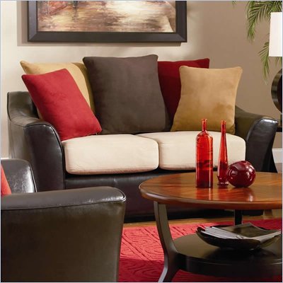 Coaster Lily Contemporary Love Seat w/ Pillow Back in Assorted Colors