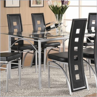 Coaster Los Feliz Contemporary Metal Dinner Table in Matte Silver Finish