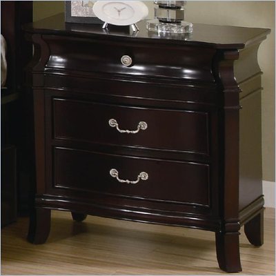 Coaster Manhattan Nightstand with 3 Drawers in Dark Espresso Finish