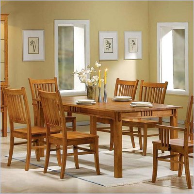 Coaster Meadowbrook Rectangular Leg Dining Table in Warm Medium Brown