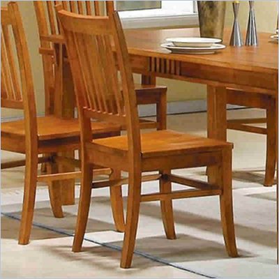 Coaster Meadowbrook Slat Back Mission Side Chair in Warm Medium Brown 