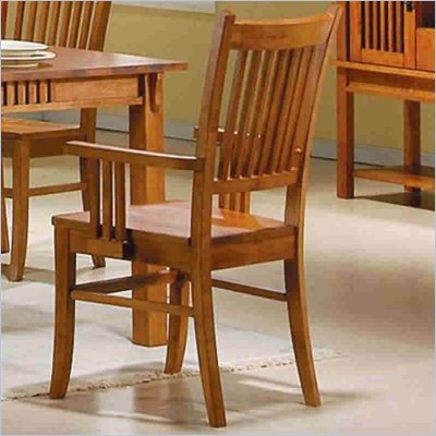 Coaster Meadowbrook Slat Back Mission Arm Chair in Warm Medium Brown 