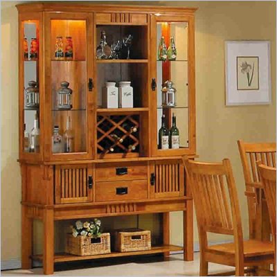 Coaster Meadowbrook Buffet and Hutch China Cabinet in Warm Medium Brown