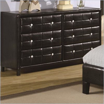 Coaster Micah 6 Drawer Double Dresser in Black Vinyl
