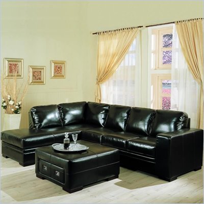 Coaster Furniture Bycast Leather Dark Brown Sectional Sofa