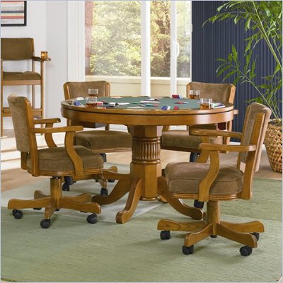 Coaster Mitchell 5 Piece 3-in-1 Game Table Set in Oak