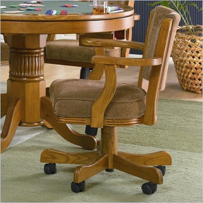 Coaster Mitchell Upholsted Arm Game Chair with Casters in Oak