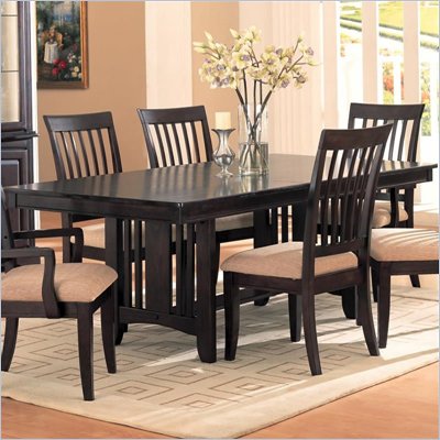Coaster Monaco Rectangular Double Pedestal Dining Table with Leaf in Cappuccino