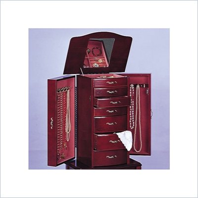 Coaster Eight Drawer Deluxe Antique Style Jewelry Armoire in Mahogany