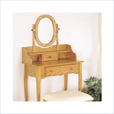 Coaster Wood Makeup Vanity Table Set withb Swivel Mirror in Natural Oak Finish